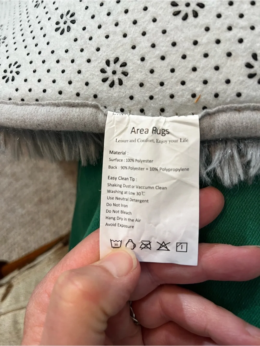 Fluffy Soft Grey Shag Area Rug (45” x 62”)